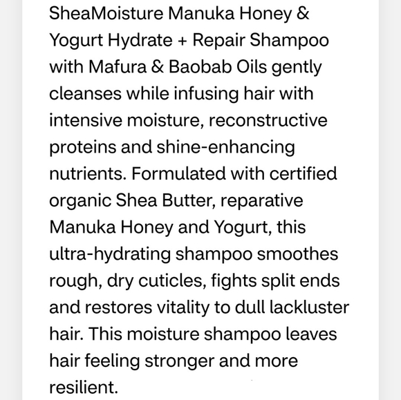 SheaMoisture Manuka Honey & Yogurt Hydrate & Repair Shampoo & Conditioner - Picture 7 of 12